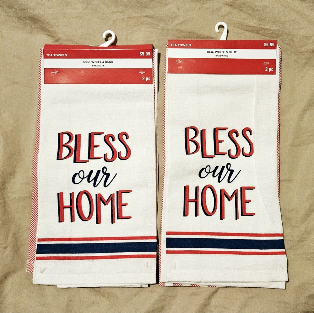 'Bless Our Home" Kitchen Towels~ 4 total